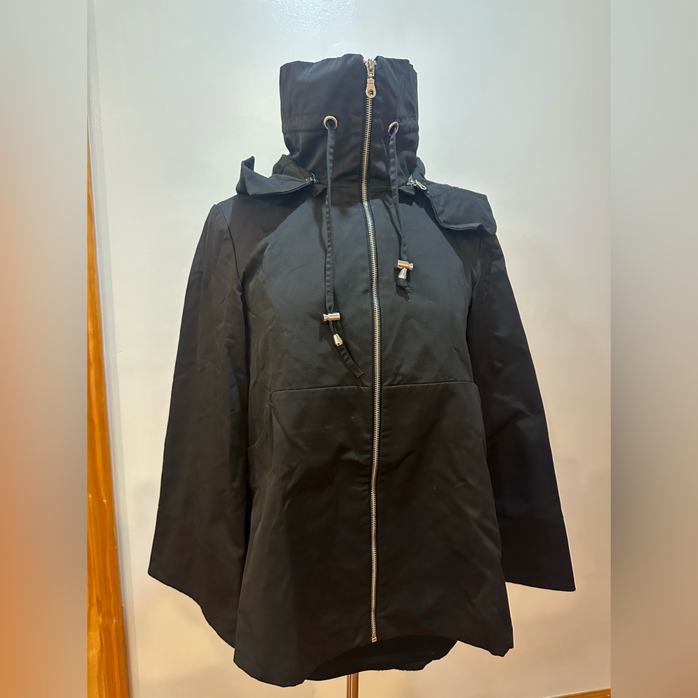 Vertigo Paris Black Utility Raincoat Jacket with removable Hood Size XS